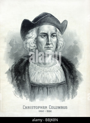 Porträt von Christopher Columbus veröffentlicht c1892 von Girsch & Roehsler anlässlich der 400. Jahrestag seiner Landung in Amerika. Stockfoto