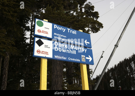 Melden Sie sich für die Dave Murray Abfahrt Teil der 2010 Olympische Spiele Whistler, British Columbia Kanada Stockfoto