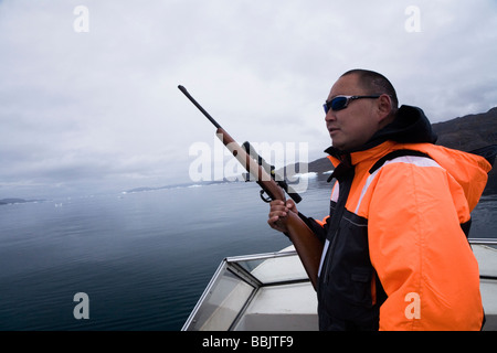 Siegel-Jäger in Süd-Grönland Stockfoto