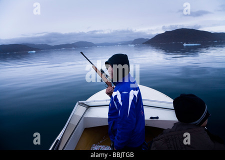 Siegel-Jäger in Süd-Grönland Stockfoto