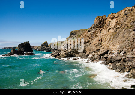 Carnewas und Bedruthan Steps in Cornwall, England UK Stockfoto