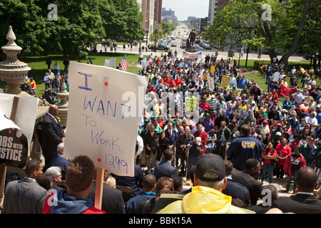 Jobs-Kundgebung am Michigan State Capitol Stockfoto