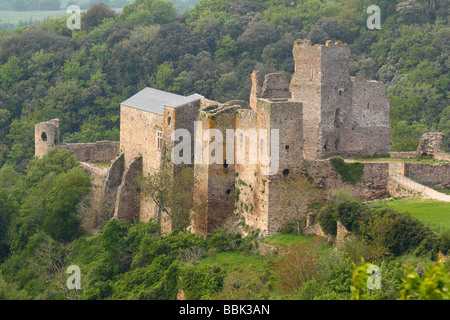 Zerstörten Festung Saissac Aude Languedoc-Roussillon Frankreich Stockfoto