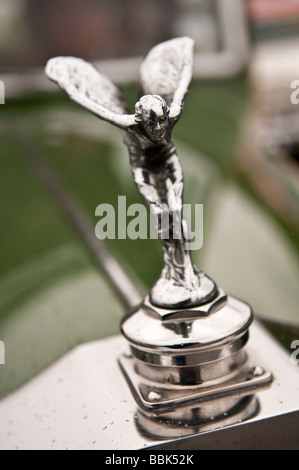 Spirit of Ecstasy Abzeichen auf einem Oldtimer Rolls-Royce Stockfoto