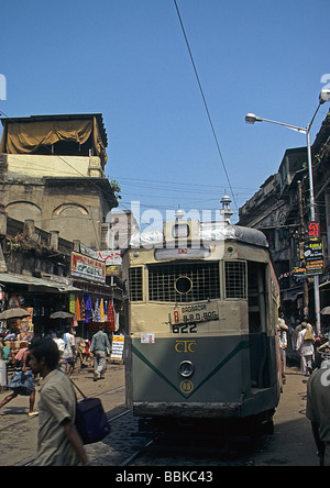 Indien, Calcutta, jetzt Kolkata, Indien., sehr schlapp Straßenbahn Stockfoto