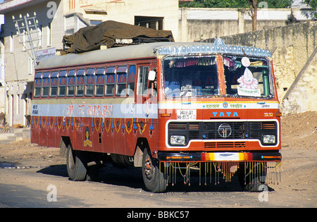 Pushkar, Rajasthan, Indien, Pilger bus Stockfoto