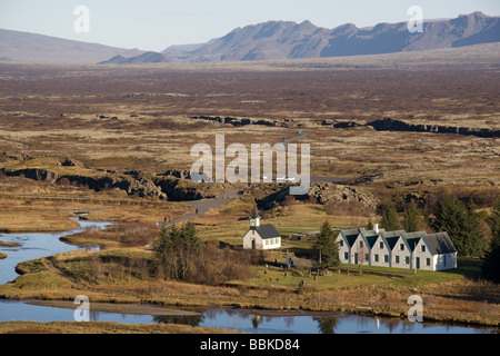 Häuser im Nationalpark THINGVELLIR Island Stockfoto