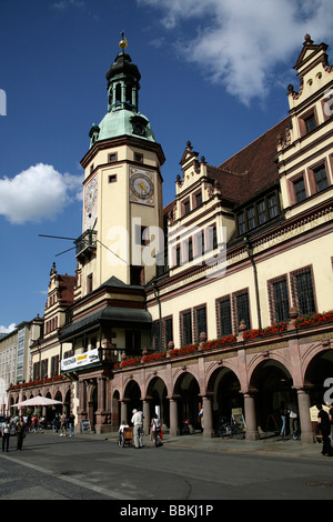 Altes Rathaus Markt Leipzig Sachsen Deutschland Stockfoto