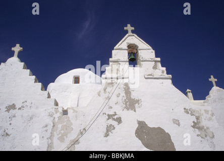 Türme mit Kreuze, Mykonos, Kykladen, Griechenland Stockfoto