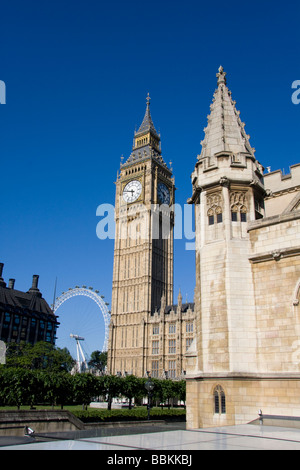 London Eye und Big Ben Houses of Parlament London England Stockfoto