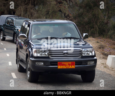 Toyota Amazon 4 x 4 Auto, König von Bhutan fahren, des Königs Nummer Platte 91463 Bhutan-König Stockfoto