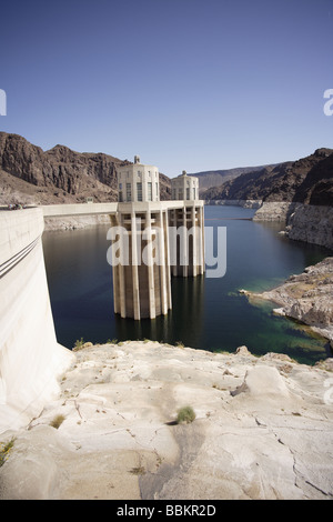 Hoover dam, Panorama, Resavoir Seite, sonnig klar Stockfoto