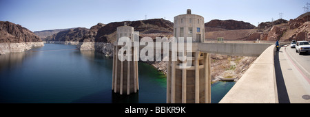 Hoover dam, Panorama, Resavoir Seite, sonnig klar Stockfoto