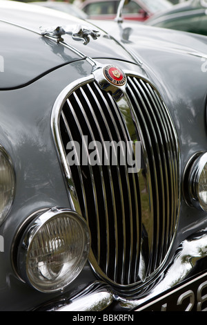 Vorderseite des klassischen alten britischen gemacht der 1960er Jahre 240 2,4 Liter Jaguar Auto Autofahren Stockfoto