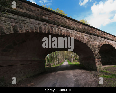 Eisenbahn Brücke über Straße Land Lane Fußweg Landschaft Stockfoto