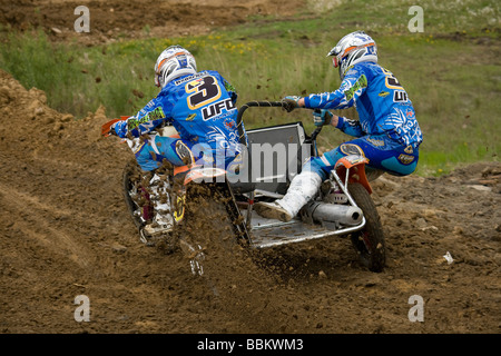 Fotos von Seitenwagen-Motocross-Rennen während der Europacup in Danzig Stockfoto