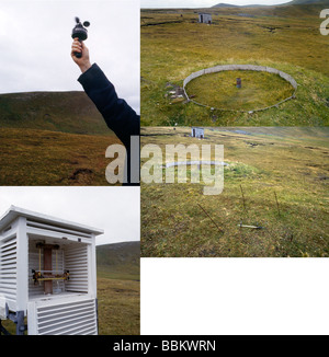 Montage von Wetter Instrumente Wetterstation Foula Shetlands Schottland Stockfoto