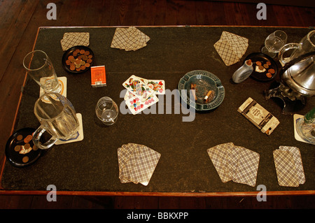 Spieltisch in einem Gasthaus in Unterfranken um 1960, Heimatmuseum, untere Franken, Bayern, Deutschland, Europa Stockfoto