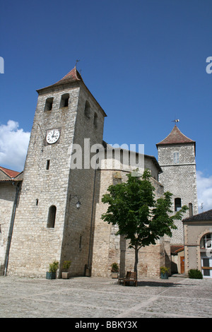 Die Kirche Saint Barthélemy, Lauzerte, Tarn-et-Garonne, Midi-Pyrénées, Frankreich Stockfoto