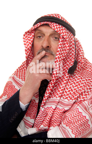 arabische Geschäftsmann tief in Gedanken Stockfoto
