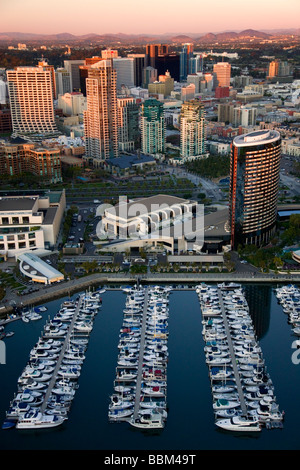 Marriott Hotel Seaport Village und dem Embarcadero Marina Park Downtown San Diego Kalifornien Stockfoto