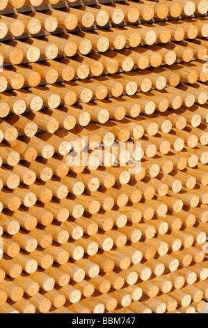 Sprossen, Holzstapel, Holzstäbe, Rundholz Stockfoto