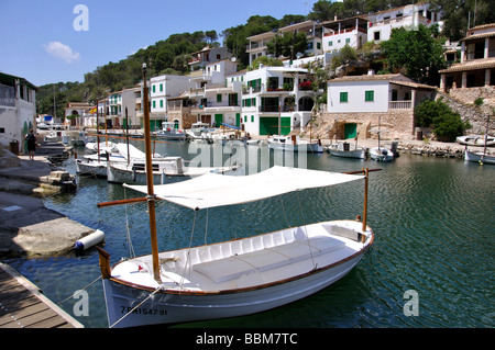 Blick auf den Hafen, Cala Figuera, Gemeinde Santanyi, Mallorca, Balearen, Spanien Stockfoto