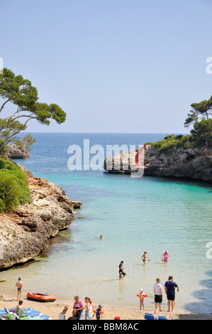 Strand Blick, Cala Egos, Cala d ' or, Gemeinde Santanyi, Mallorca, Balearen, Spanien Stockfoto