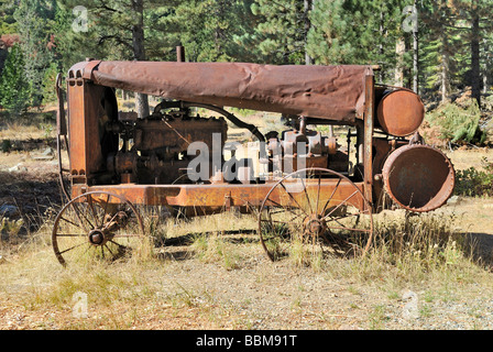 Historische Luft Kompressor, gasbetrieben, Sullivan Marke für grosse Presslufthämmern, Bergbaumuseum der Johnsville Goldmine, Calif Stockfoto