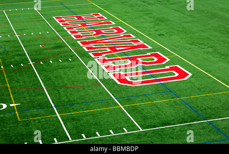 Vorstand des Fußballstadion Harvard, Harvard University, Allston, Boston, Massachusetts, USA Stockfoto