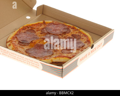 Salami und Chorizo Pizza Stockfoto