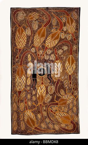 Australien, Melbourne. Kunst der Aborigines im Melbourne Museum ausgestellt. Stockfoto