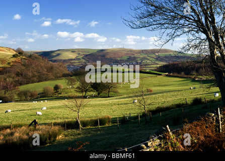 Blick auf die Landschaft von Hügel oberhalb von Pontypridd Rhondda Cynon Taf Südwales Stockfoto