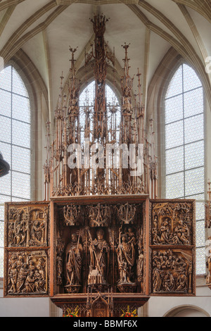 Gotische Altar geschnitten aus Lindenholz, Pfarrkirche von St.Wolfgang, Kefermarkt, Mühlviertel, Oberösterreich, Österreich, Europa Stockfoto