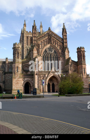 Westfassade der Kathedrale von Hereford, Hereford, England. Stockfoto