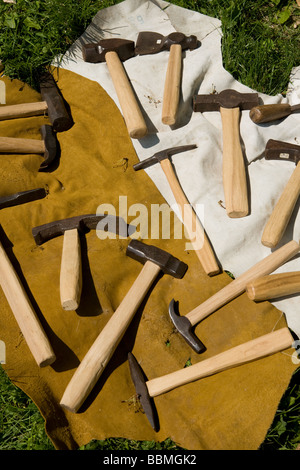 Hand gehauen Werkzeuggriffe für Verkauf französische und indische War Reenactment Mabee Farm historischen Standort Rotterdam Junction New York Stockfoto