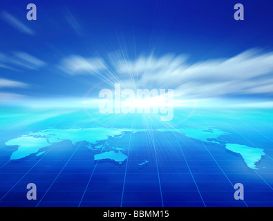 Digital Composite Globus Raster unter blauem Himmel Stockfoto