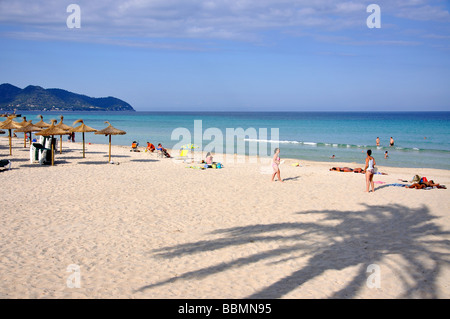 Blick auf den Strand, Cala Millor, Mallorca (Mallorca), Balearen, Spanien Stockfoto