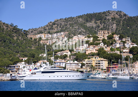 Hafen zu sehen, Port d ' Andratx, Gemeinde Andratx, Mallorca, Balearen, Spanien Stockfoto