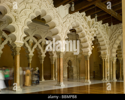 Palast von Aljaferia. Zaragoza. Zugang zu der goldene Saal und die Moschee. Stockfoto