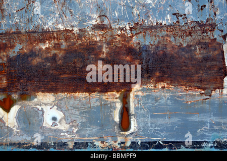 Abstrakte Malerei, oder abblätternde Farbe auf alten Boot. Stockfoto