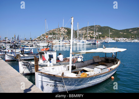 Traditionelle hölzerne Boote im Hafen, Port d ' Andratx, Gemeinde Andratx, Mallorca, Balearen, Spanien Stockfoto