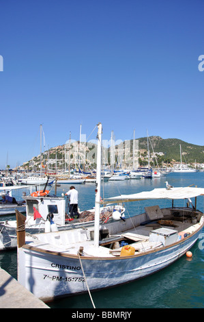 Traditionelle hölzerne Boote im Hafen, Port d ' Andratx, Gemeinde Andratx, Mallorca, Balearen, Spanien Stockfoto