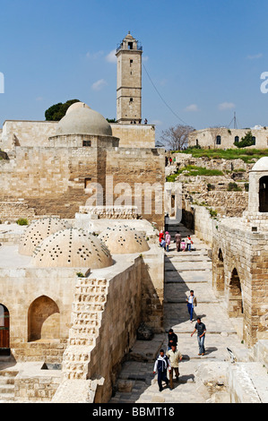 Minarett auf dem Hügel der Zitadelle, Aleppo, Syrien, Naher Osten, Asien Stockfoto