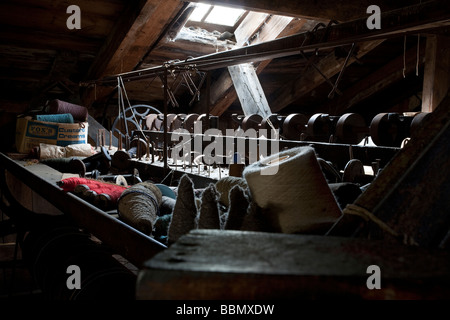 Alten Webmaschine, Wollspinnerei Knockando, Morayshire, Schottland Stockfoto