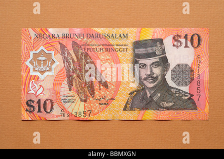 Brunei 10 10 Ringgit (Dollar) Banknote Stockfoto