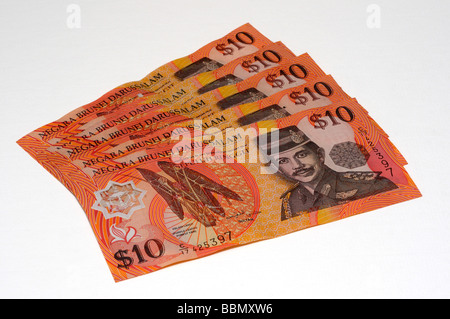 Brunei 10 10 Ringgit (Dollar) Banknoten Stockfoto