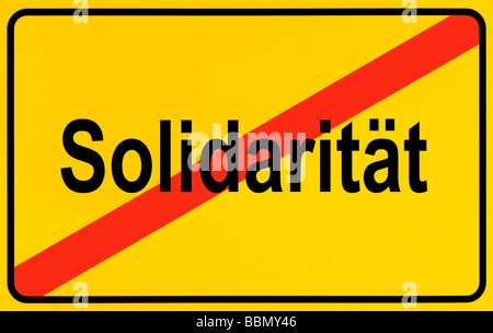Stadtgrenze, symbolisches Bild für das Ende der Solidarität zu unterzeichnen Stockfoto