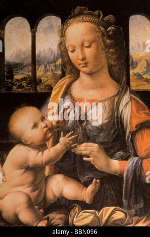 Madonna mit der Nelke von Leonardo da Vinci Stockfoto