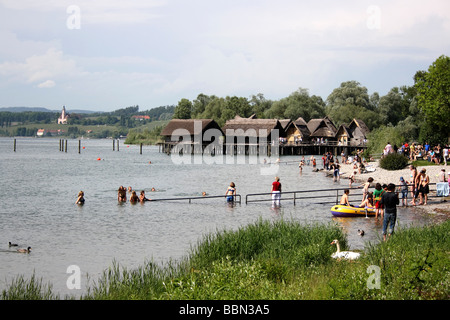 Pfahlbauten in Unteruhldingen am Bodensee, Baden-Württemberg, Deutschland, Europa Stockfoto